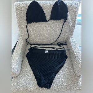 Good American Jacquard Wave Check Bikini